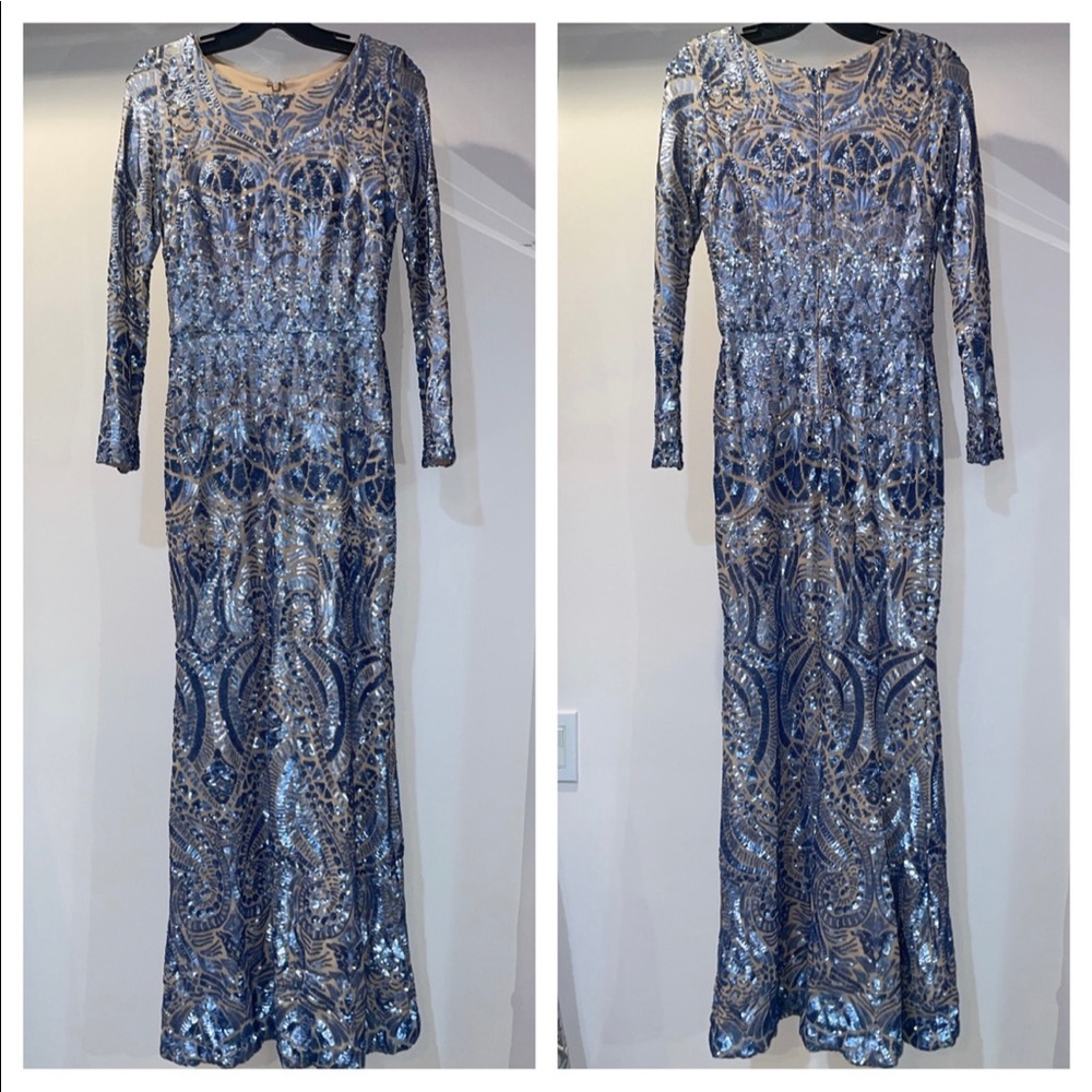 Betsy & Adam Sky Blue Evening Gown